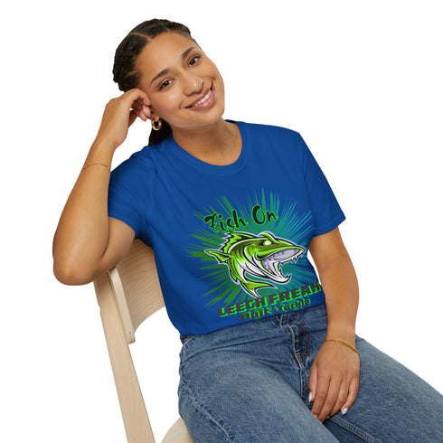 Leech Freak Fish On Unisex Softstyle T-Shirt