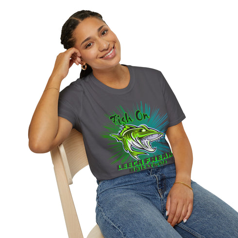 Leech Freak Fish On Unisex Softstyle T-Shirt